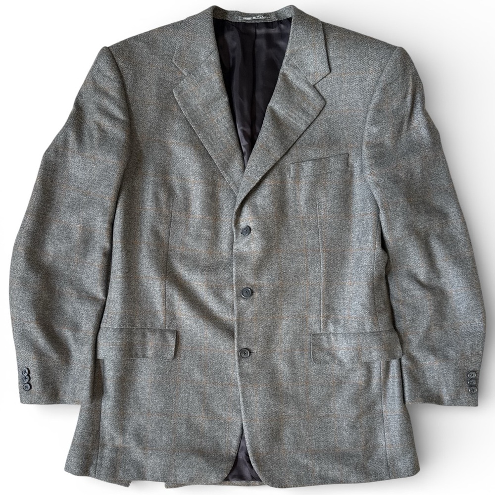 Chester Barrie Savile Row 100% Cashmere  Grey Check Blazer Coat Jacket 42L